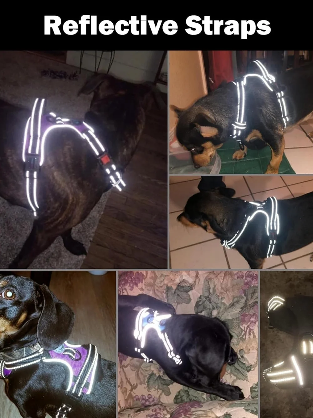 PHOEPET No Pull Dog Harness Reflective Front Clip Vest with Handle